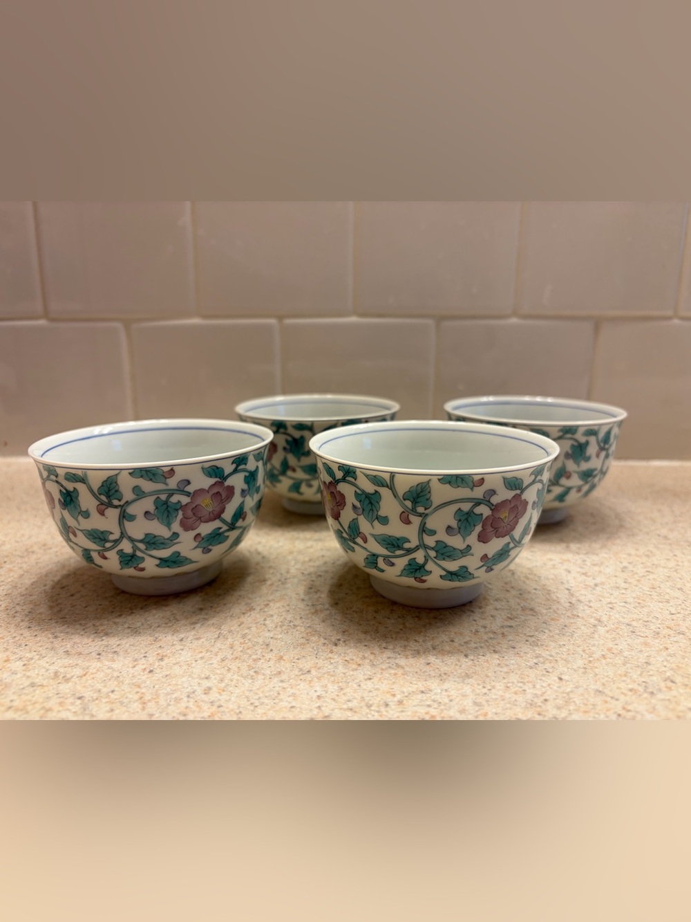 Vintage Arita Floral Porcelain Tea Cup and Saucer Set - Green and Pink - Picture 12 of 12